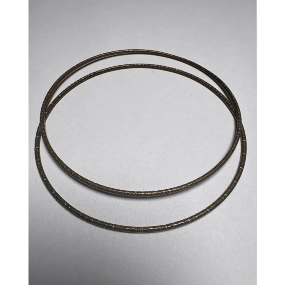 Bronze Tone Textured Bangle Bracelet Set 7pc Floral Hammered Twisted Stackable